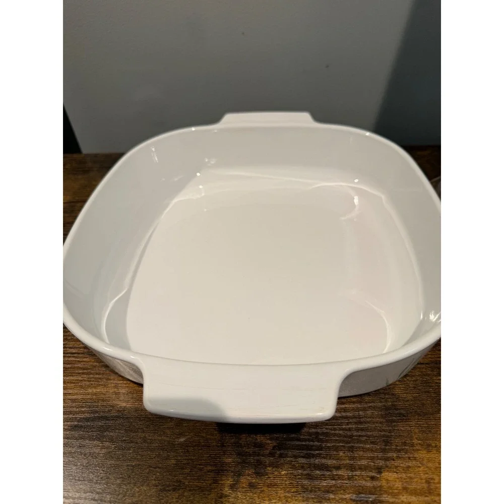 Corning Ware Iris Casserole Dish with Pyrex Glass Lid White Floral 10in Vintage